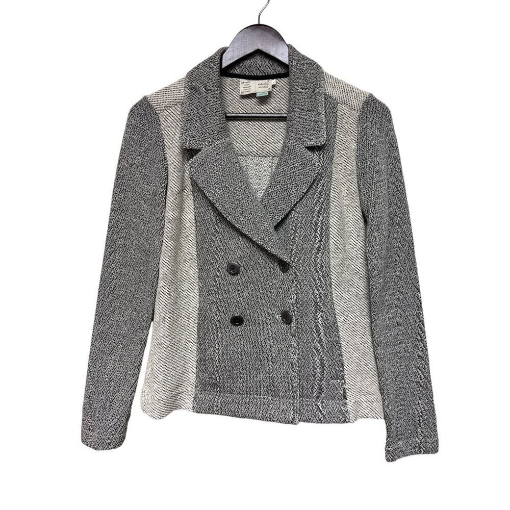 Anthropologie Saturday Sunday Tweed Grey Black Double Breasted Jacket Women's XS